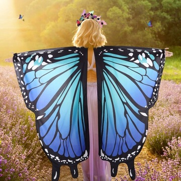 КАПЕА ЖЕНСКАЯ С КРЫЛЬЯ БАБОЧКИ КОСПЛЕЙ КОСТЮМ 145см + ПОВЯЗКА НА ГОЛОВУ + МАСКА