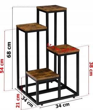Стоячая подставка для цветов, Могрен черный, состаренный дуб