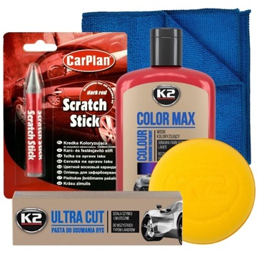 K2 ZESTAW DO USUWANIA RYS WOSK COLOR MAX KREDKA PASTA PAD NA RYSY CZERWONY