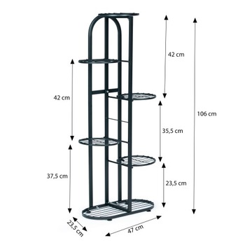 Металлическая подставка для цветов, устойчивая подставка для цветов, 7 горшков, черная