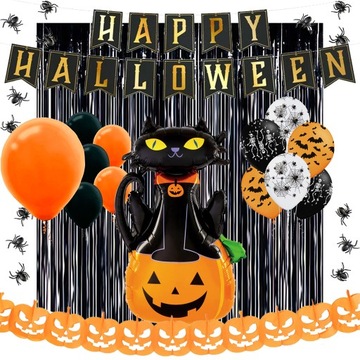 Большой набор воздушных шаров на Хэллоуин, занавес, баннер, тыквы, пауки XXL