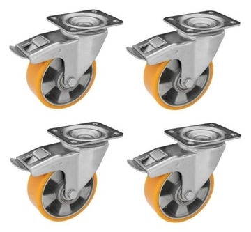 Koła 4 szt. fi 125 mm kółka do 1200 kg/4koła wózka aluminium poliuretan