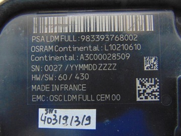 MĚNIČ MODUL 9833937680 CITROEN PEUGEOT DS