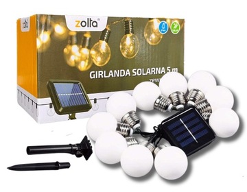 LAMPKI GIRLANDA SOLARNA OGRODOWA ŻARÓWKI KULKI LED