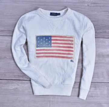 RALPH LAUREN Biała Bluza z Flagą USA Damska XS