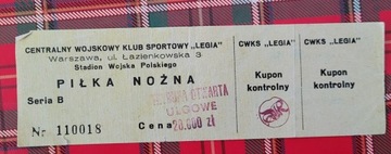 bilet Legia Warszawa 1993