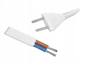 Przewód kabel z wtyczką płaską 1m BIAŁY
