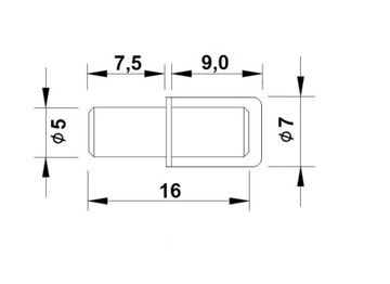 FI 5ММ МЕТАЛЛИЧЕСКАЯ ОПОРА ДЛЯ ПОЛКИ С РЕЗИНОЙ - 20 ШТ.
