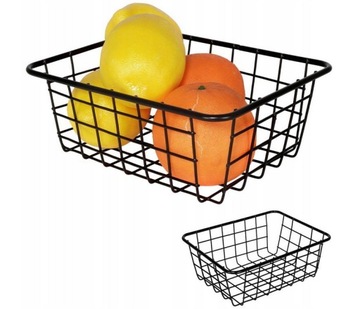 KOSZYK METALOWY DRUCIANY CZARNY ORGANIZER NA OWOCE WRZYWA PRZYPRAWY OZDOBY