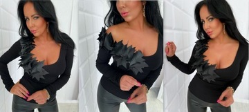 LipMar Kobieca bluzka elegancka wyjściowa na okazje dekolt seksowna XL 42
