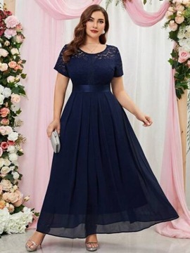 PLUS SIZE SUKIENKA GRANATOWA MAXI NA ZAMEK 54 ŁJA