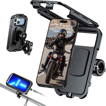 MOTOCYKLOWY UCHWYT WODOODPORNY REGULOWANY NA TELEFON Z TŁUMIENIEM DRGAŃ