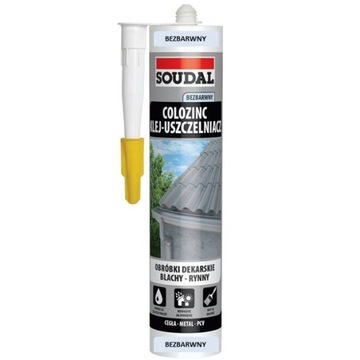 Uszczelniacz dekarski 290ml COLOZINC bezbarwny SOUDAL mocny klej do blach