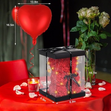 МИШКА С РОЗАМИ БОЛЬШОЙ ПОДАРОК ​​НА ДЕНЬ СВЯТОГО ВАЛЕНТИНА РОЗА РУЧНОЙ РАБОТЫ ВЕЧНАЯ РОЗА ЦВЕТОЧНАЯ КОРОБКА