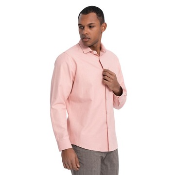 Pánska košeľa s vreckom REGULAR FIT ružová V5 OM-SHCS-0148 L