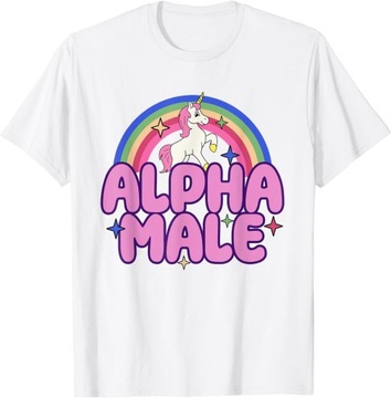 Alpha Male Unicorn Funny Sarcastic Ironic Weird Y2K Humor T-Shirt