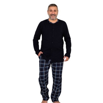 19014 NAVY GRANATOWA MĘSKA PIŻAMA PLUS SIZE 4XL-48