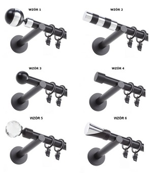 ЧЕРНЫЙ МЕТАЛЛИЧЕСКИЙ КАРДИН 19 мм / 220 см РАЗЛИЧНЫЕ МОДЕЛИ