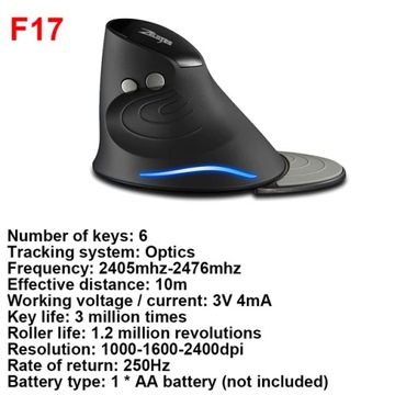 Мышь ZELOTES F-26C вертикальная стационарная эргономичная 3200DPI 2.4G