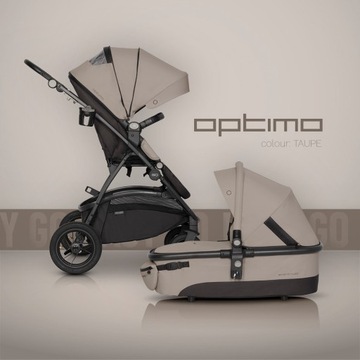 Детская коляска 2в1 Optimo АДАПТЕРЫ + СУМКА TAUPE