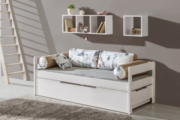 белая деревянная односпальная кровать с ящиком Борис