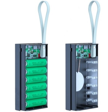 PowerBank 12x 18650 USB C Micro Выдвижной футляр