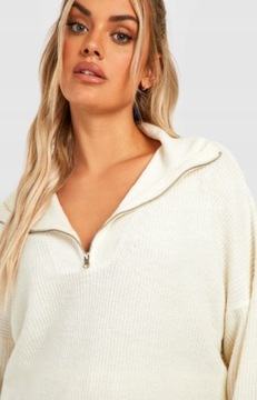 BLUZA BEŻOWA SWETER ZAMEK 54 7XL Boohoo 1BDE