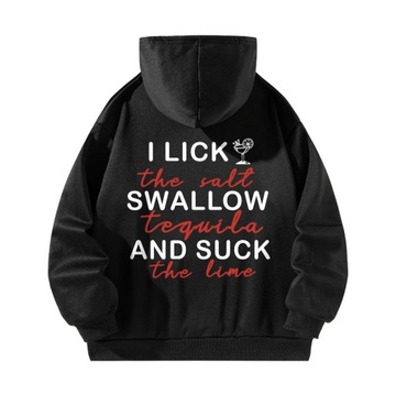 Bluza ze sznurkiem Czarna, casualowa bluza z długim rękawem, stylowa bluza z kapturem dla dorosłych M