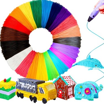 ZESTAW 20x WKŁADY DO DŁUGOPISU 3D PEN 20 KOLORÓW FILAMENT PLA 100M
