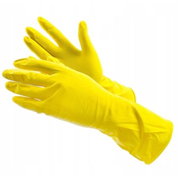 Rękawice gospodarcze gumowe wielorazowe flokowane żółte rozmiar M