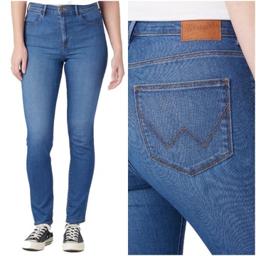 WRANGLER HIGH SKINNY DAMSKIE SPODNIE JEANSOWE Z WYSOKIM STANEM SKINNY JEANS