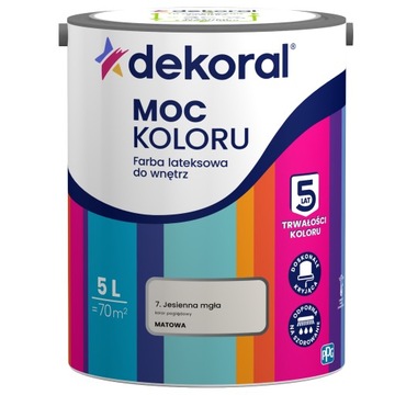 Dekoral MOC KOLORU Farba lateksowa do wnętrz jesienna mgła 5l