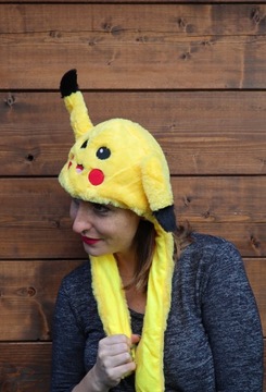 ПЛЮШЕВАЯ ШАПКА ПИКАЧУ С ПОДВИЖНЫМИ УШАМИ СВЕТИТСЯ