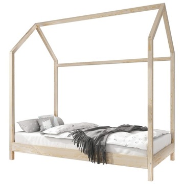 ŁÓŻKO DZIECIĘCE DOMEK TRIG 80X160 80X160 SOSNA