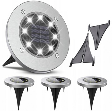 LAMPY SOLARNE LAMPKI GRUNTOWE OGRODOWE DISK 4 SZT