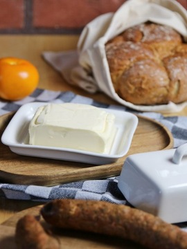 БЕЛАЯ МАСЛЕНКА ФАРФОРОВЫЙ КОНТЕЙНЕР ДЛЯ МАСЛА С ПРЯМОУГОЛЬНОЙ КРЫШКОЙ