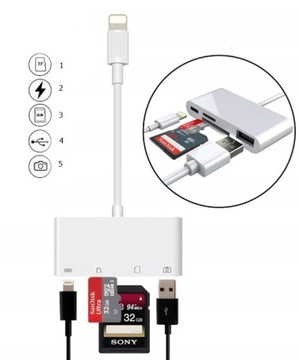 Адаптер устройства чтения карт памяти для Apple iPhone Lightning micro SD USB 256 ГБ