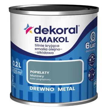 Dekoral SILNIE KRYJĄCA Emalia do drewna i metalu popielaty mat 0,2l