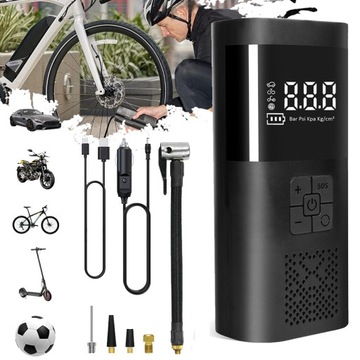 ELEKTRYCZNA POMPKA ROWEROWA DO OPON, MINI SPRĘŻARKA POWIETRZA DO SAMOCHODU
