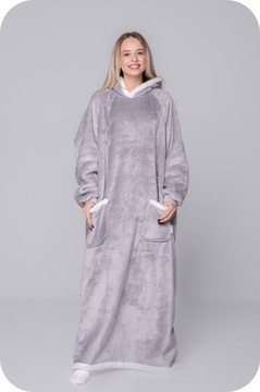 KOC BLUZA OVERSIZE CIEPŁA 2W1 FUTRZAK GRUBA XXL DŁUGA KOCOBLUZA Z KAPTUREM