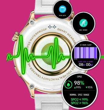 Smartwatch Damski Zegarek z Funkcja Rozmowy Polskie Menu Sport Puls 2 Paski