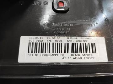 BMW F01 F02 CLONA (KRYT) LIŠTA KRYT KUFRU ZADNÍ BLACKSAPHIRE 475 VRSTVA