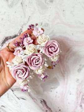 Комплект крестильный пояс и повязка на сиреневое крещение