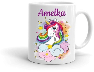 Kubek z kolorowym jednorożcem unicorn + dowolne imię