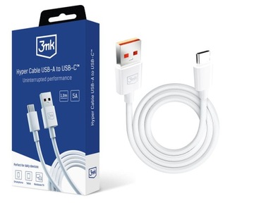 3mk Hyper Cable Белый Кабель-переходник USB-A на USB-C 60 Вт 5 А 1,2 м