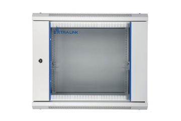 Шкаф подвесной стеллаж 9U 600х600 серое стекло