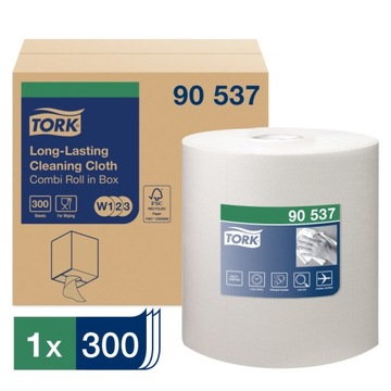 Tork 90537 - Wielorazowe czyściwo włókninowe w roli, ekstra chłonne x114 m
