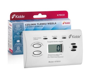 Czujnik czadu tlenku węgla z wyświetlaczem Kidde K7DCO detektor + baterie