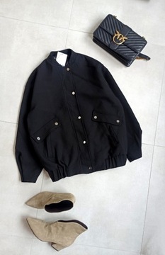 Zara kurtka s 36 bomber bomberka czarna oversize