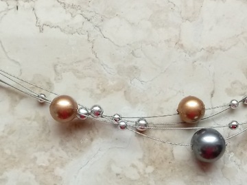 Y2k винтажное жемчужное колье, колье, металлический медный жемчуг на нитке в стиле бохо